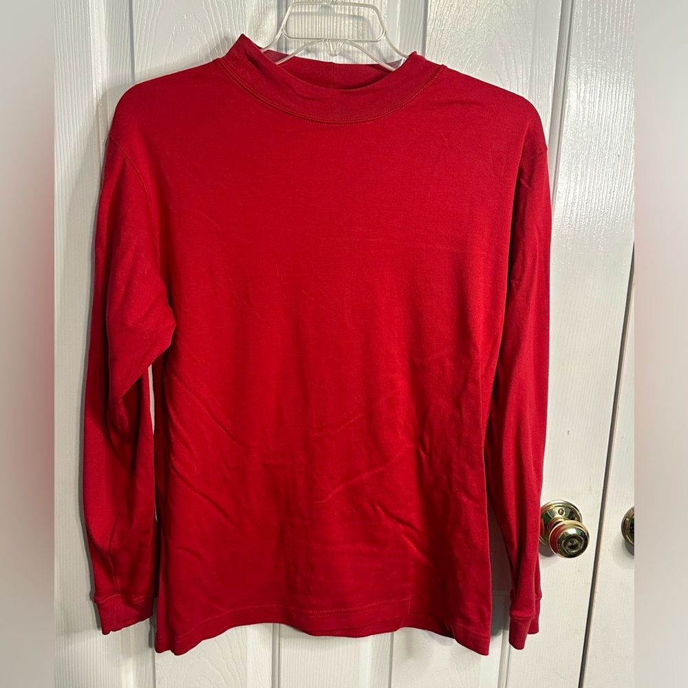 Ivy Crew Classics Mens Red Mock Neck Long Sleeve 100% Cotton Shirt Size L